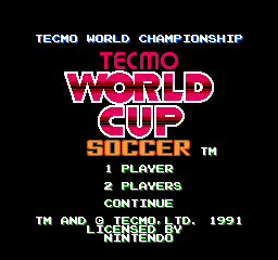 Tecmo World Cup Soccer (Europe) Title Screen
